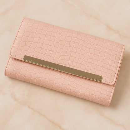SageCroc Elegance Clutch – Textured Faux Leather Wallet with Metallic Accent