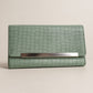 SageCroc Elegance Clutch – Textured Faux Leather Wallet with Metallic Accent