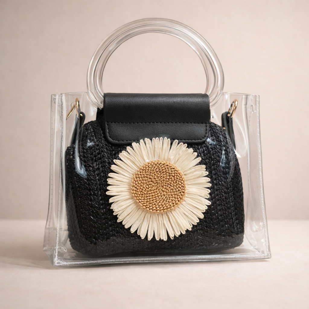 Daisy Handbag with Knitted Pouch